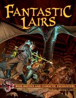 Книга Fantastic Lairs: Boss Battles and Climatic Encounters отмечена текстом «5e» на фоне силуэта дракона.