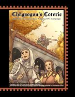 Две женщины разговаривают. На фоне дом, с его крыши наблюдает мужчина. Осень. Chrysogon's Coterie / 288 NPCs for your Basic Fantasy RPG Campaign
