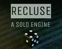 Чёрный кубик на ткани. Текст: Recluse / A Solo Engine