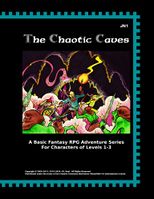 Отряд из человека, эльфа и дворфа сражается с зеленокожими противниками в пещере при свете факела. JN1 / The Chaotic Caves / A Basic Fantasy RPG Adventure Series For Characters of Levels 1—3