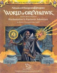 Морденкайнен на обложке модуля «Mordenkainen's Fantastic Adventure» (TSR, Inc., 1984).